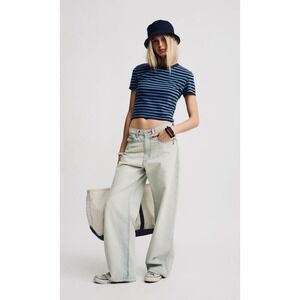 Denimist Teri Wide Leg Jeans Lenox Blue Light Wash 100% Cotton Size 32